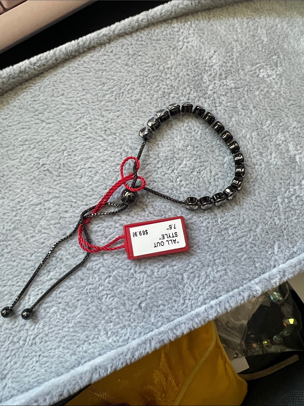 Hematite Beaded Adjustable Slide Bracelet - Unbranded